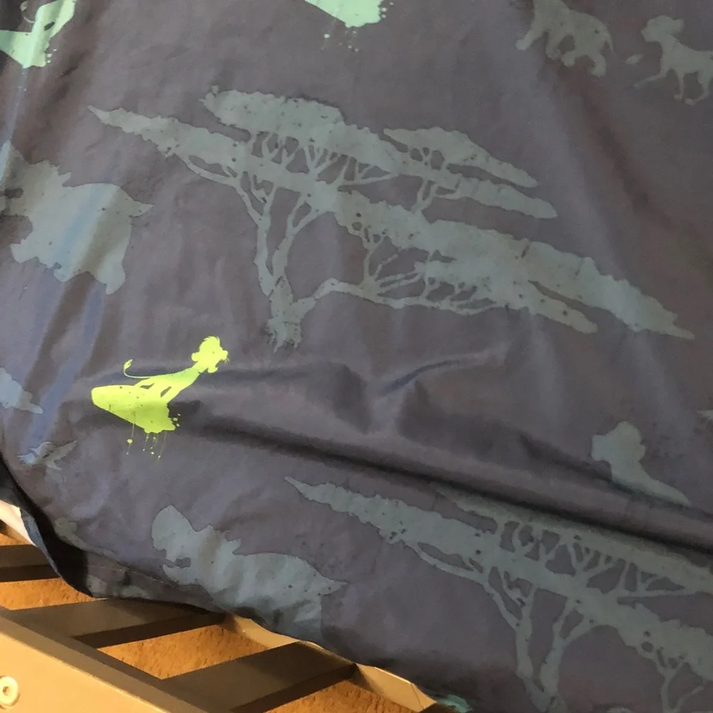 Safari Print Queen Silhouette Bedding - Dark Gray with Mint & Yellow Accents